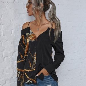 Black off the shoulder shirt